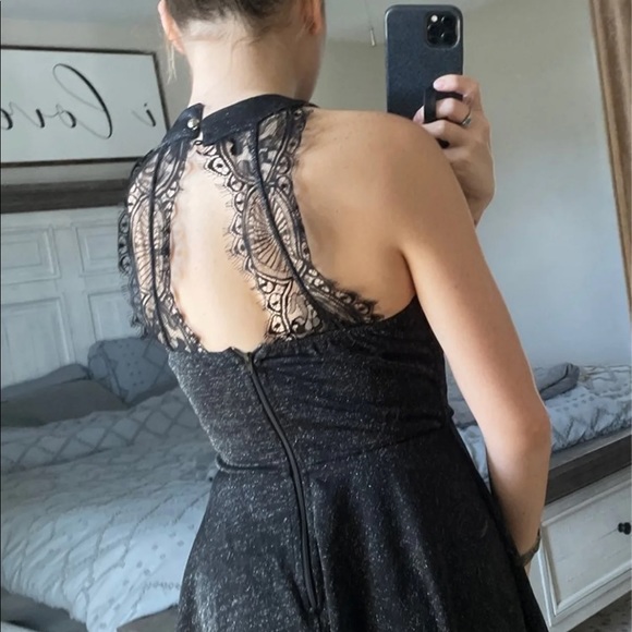 Sparkly Black Dress with Lace Back - Picture 6 of 6